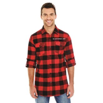 Burnside Men's Plaid Flannel Shirt<BR><BR>X-LARGE<BR>Red • White imprint